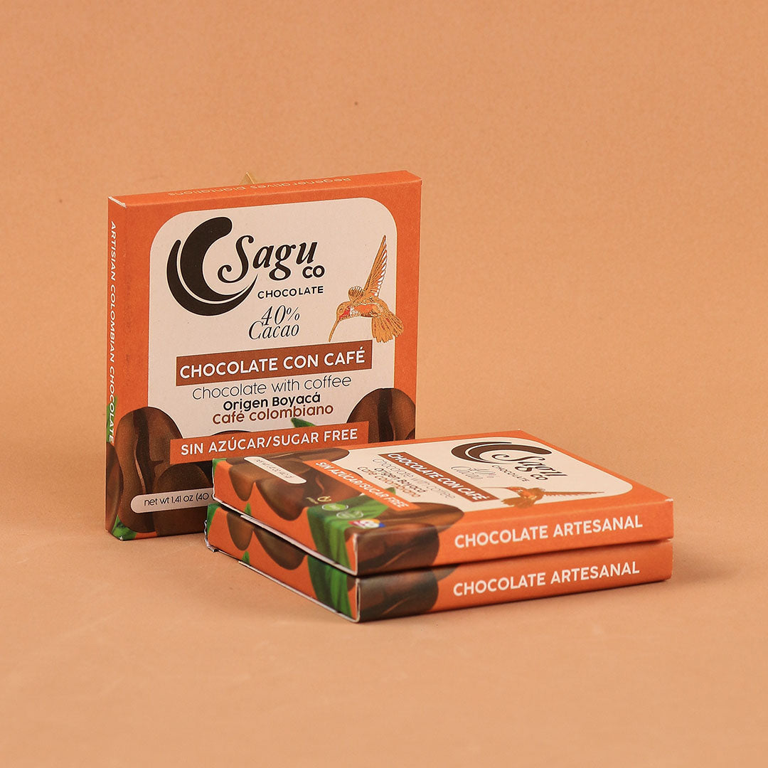 Chocolate Premium 40% de cacao con café Sin azúcar Sugar free 40g
