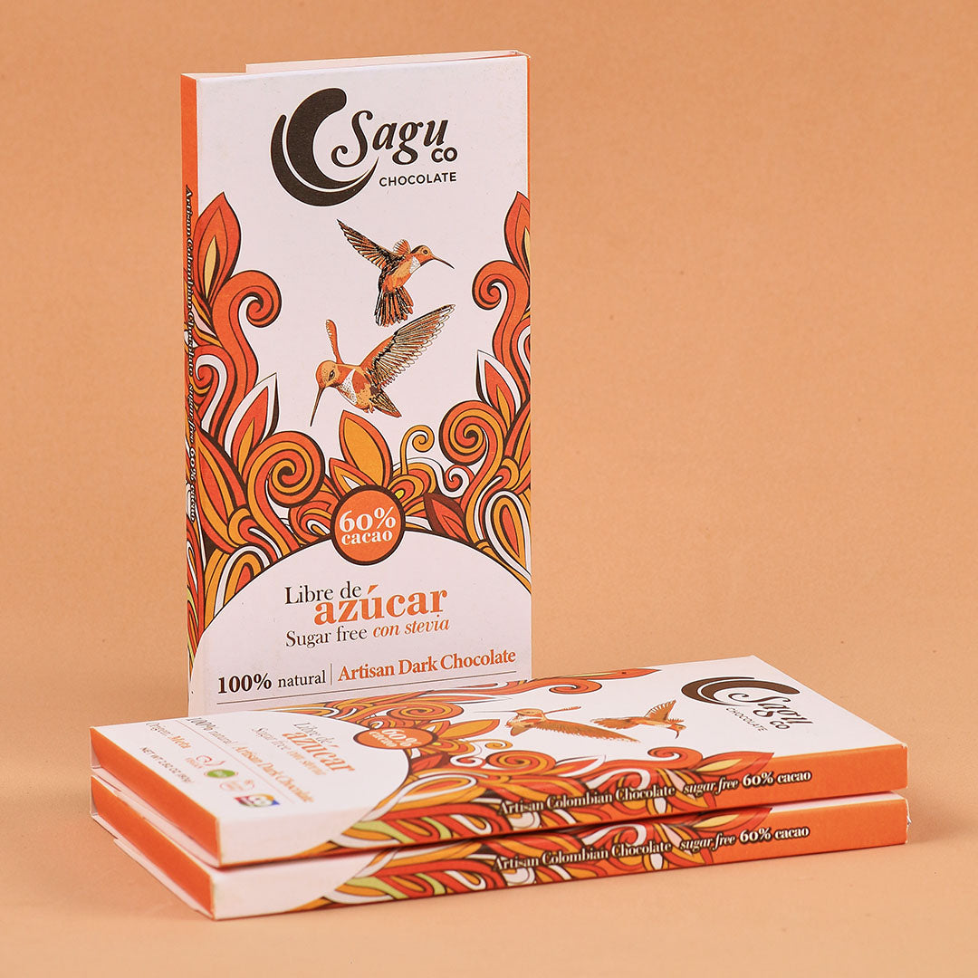 Chocolate Premium 60% de cacao Sin azúcar Sugar free 80g