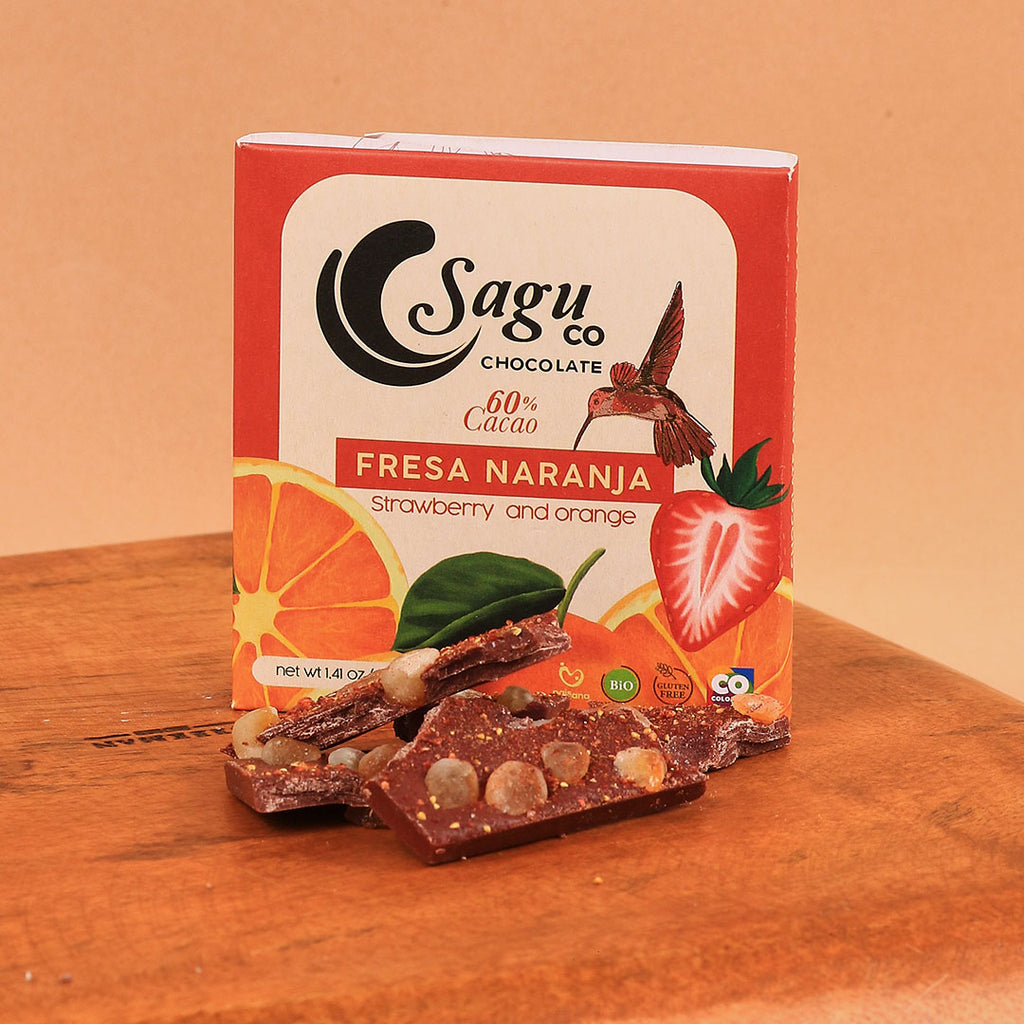 Chocolate Premium 60% de cacao con fresa y naranja 40g