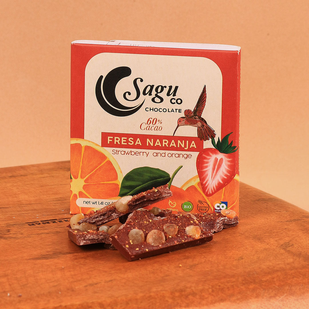 Chocolate Premium 60% de cacao con fresa y naranja 40g