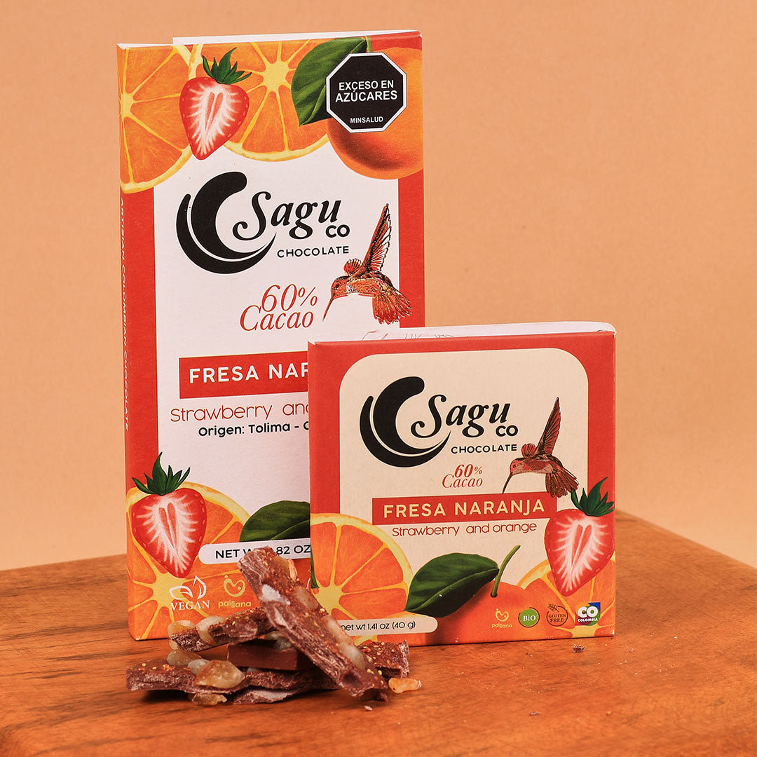 Chocolate Premium 60% de cacao con fresa y naranja 40g