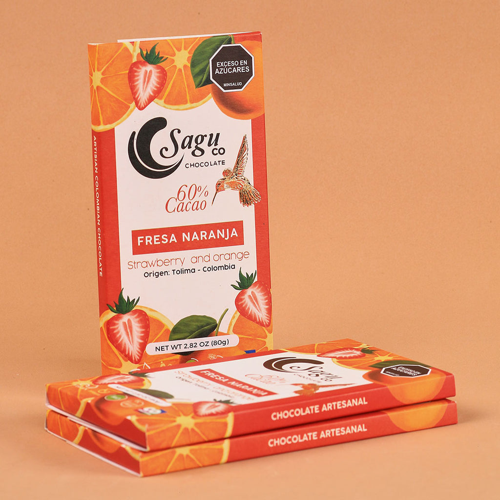 Chocolate Premium 60% de cacao con fresa y naranja 80g