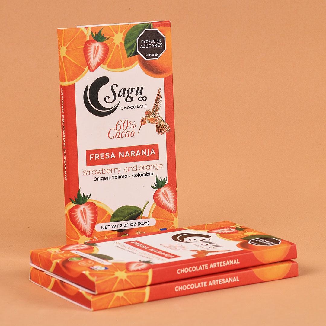 Chocolate Premium 60% de cacao con fresa y naranja 80g