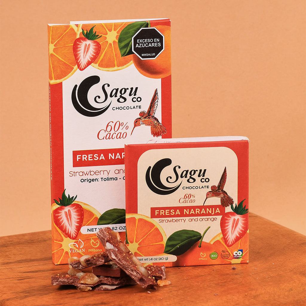 Chocolate Premium 60% de cacao con fresa y naranja 80g