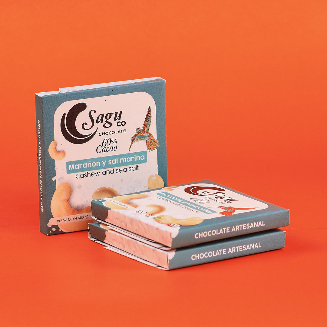 Chocolate Premium 60% de cacao con marañón y sal marina 40g