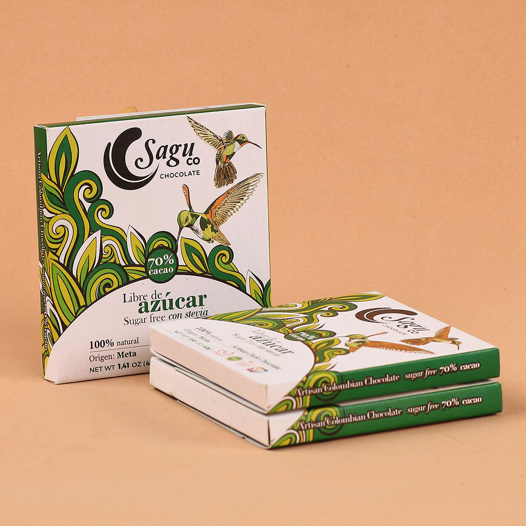 Chocolate Premium 70% de cacao Sin azúcar Sugar free 40g