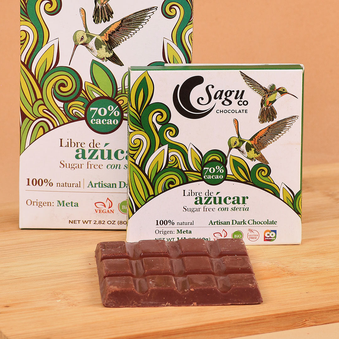 Chocolate Premium 70% de cacao Sin azúcar Sugar free 40g