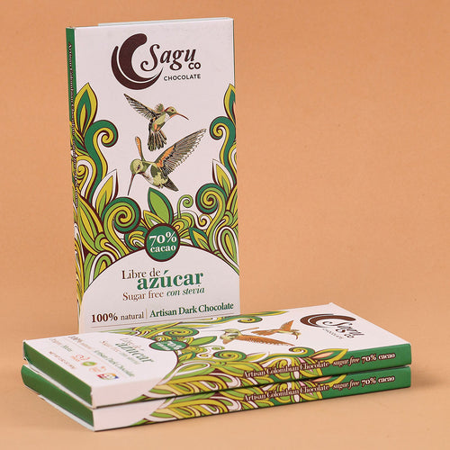 Chocolate 70% cacao Sin azúcar - Sugar free - 80g