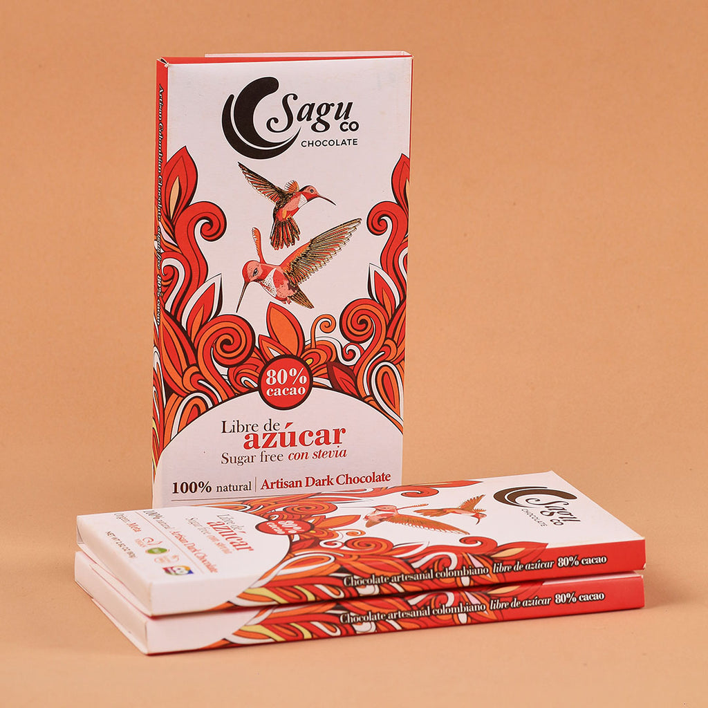 Chocolate Premium 80% de cacao Sin azúcar Sugar free 80g