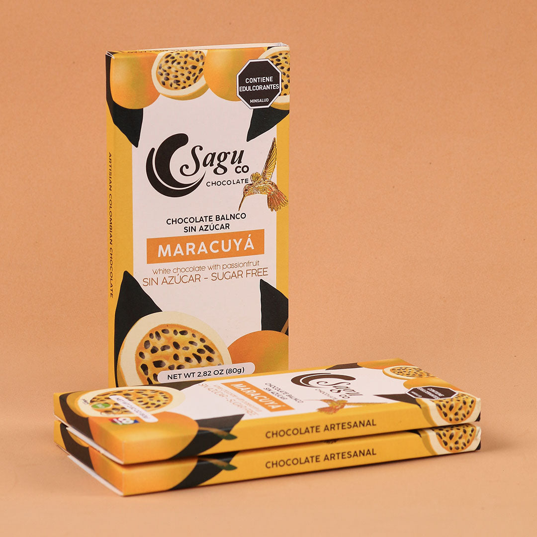 Chocolate blanco con maracuyá Sin azúcar Sugar free 80g