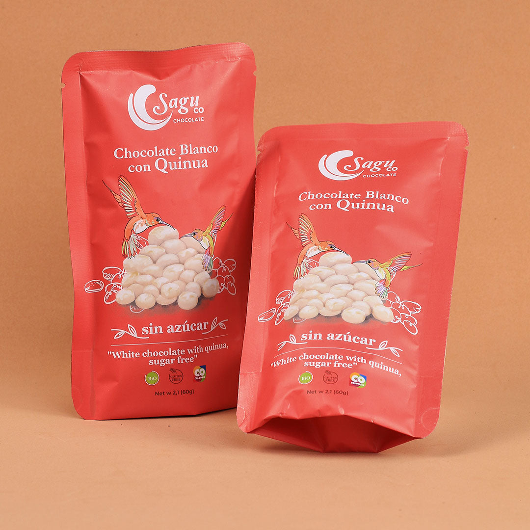 Chocolate blanco con quinua Sin azúcar Sugar free 60g