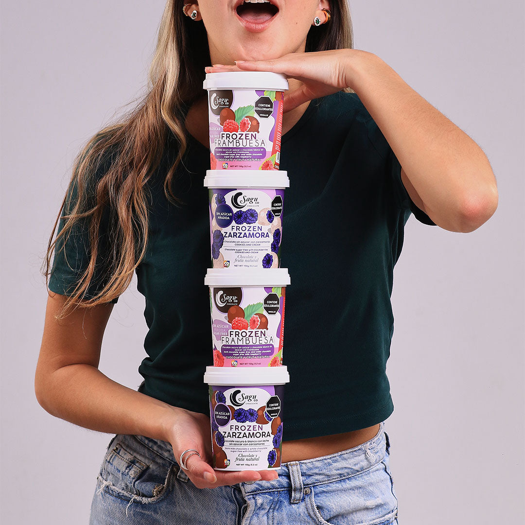 Chocolates congelados Cookies & Cream con Zarzamora Sin azúcar Sugar free 150g x 3 uni