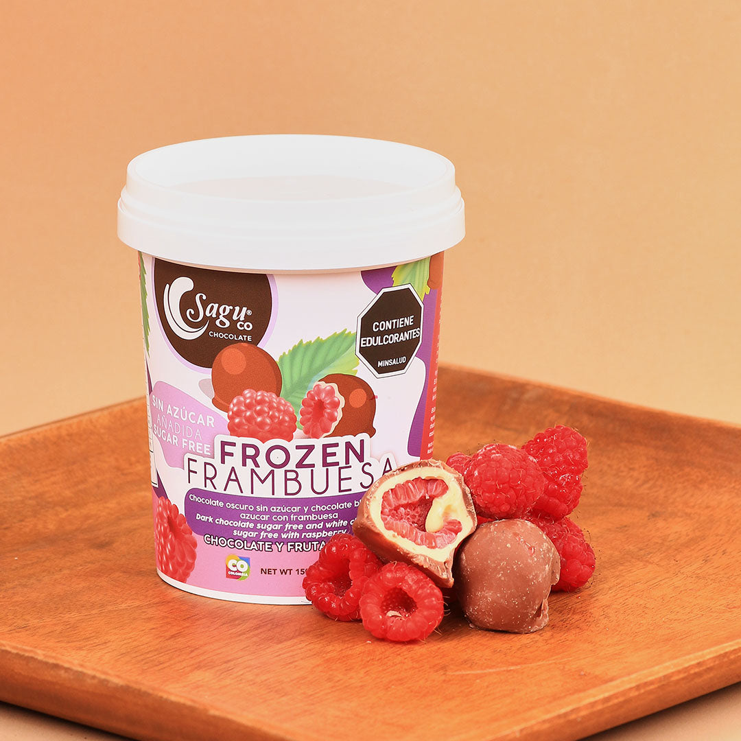 Chocolates congelados oscuros con frambuesa Sin azúcar Sugar free 150g x3 unidades
