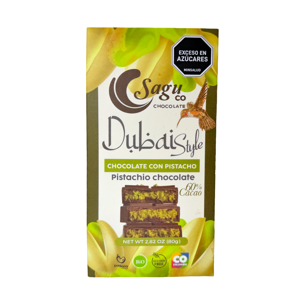 Chocolate Dubai con pistacho 60% cacao -  80g