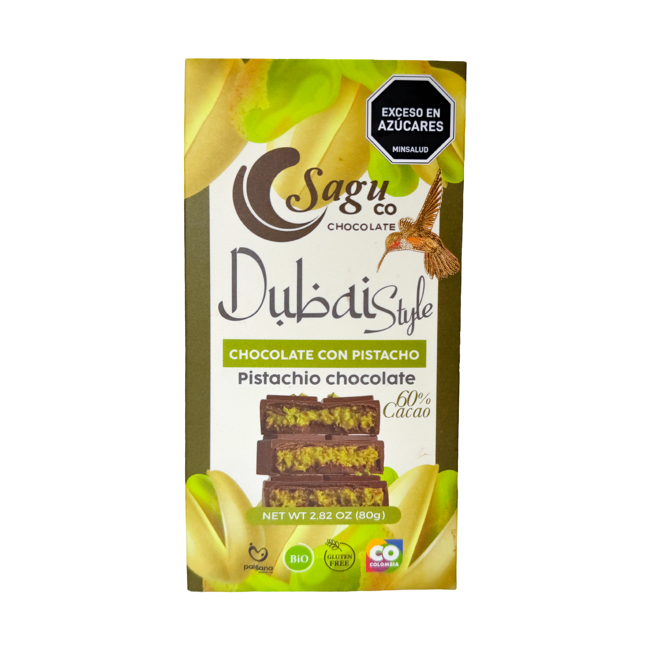 Chocolate Dubai con pistacho 60% cacao -  80g