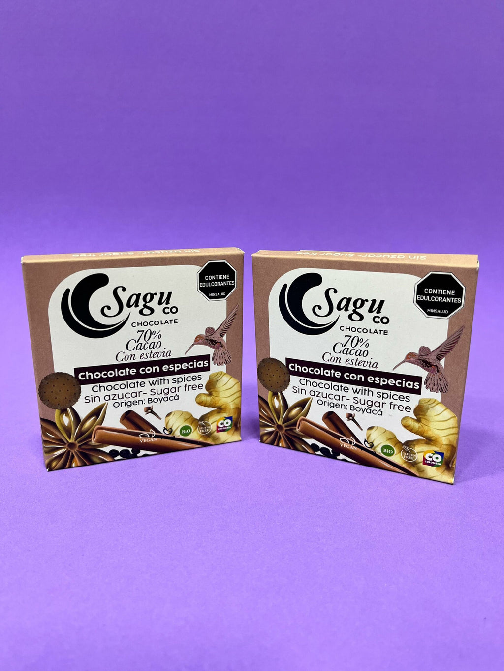 Chocolate premium Sagu 70% sugar free con especias 40g
