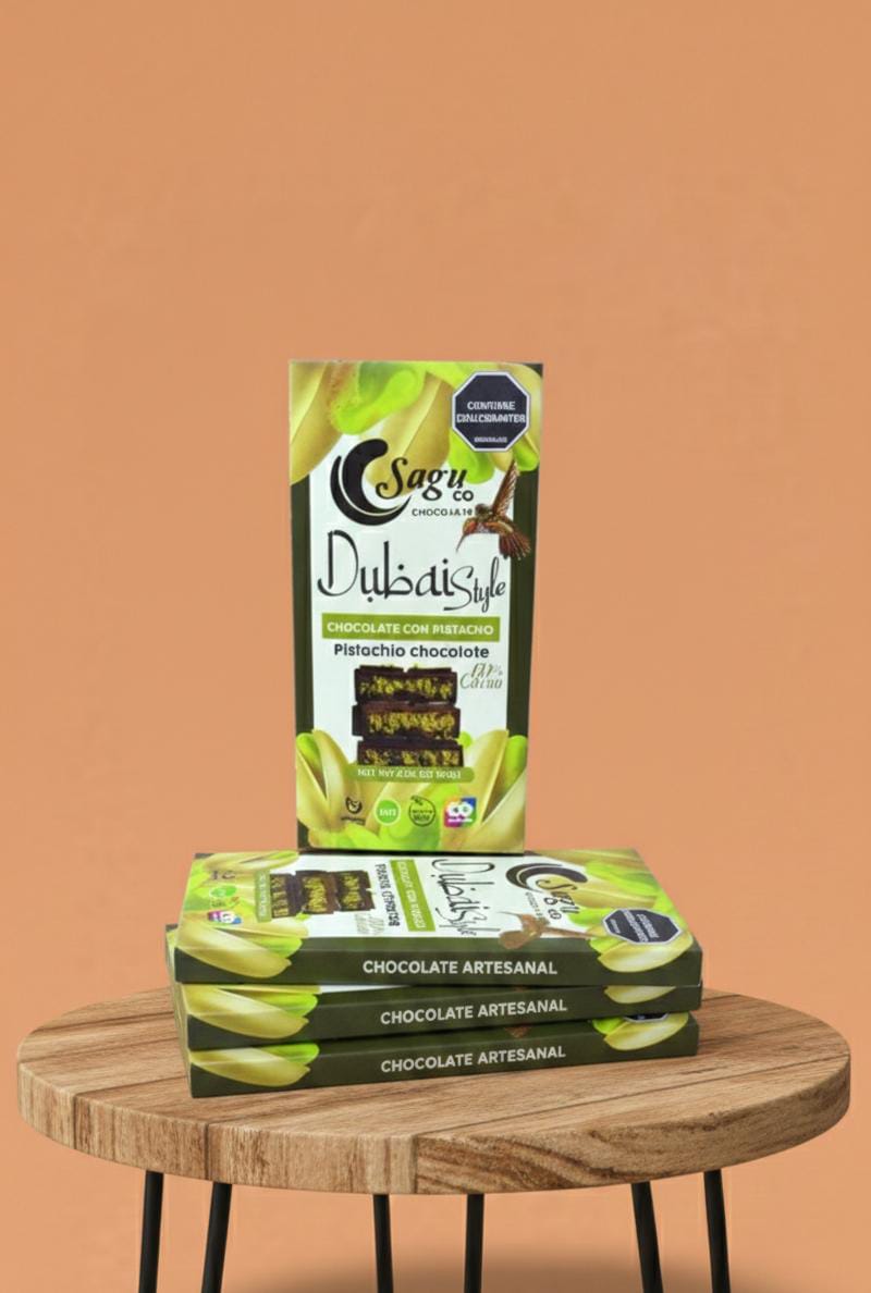 Chocolate premium Dubai 60% de cacao con pistacho 80g