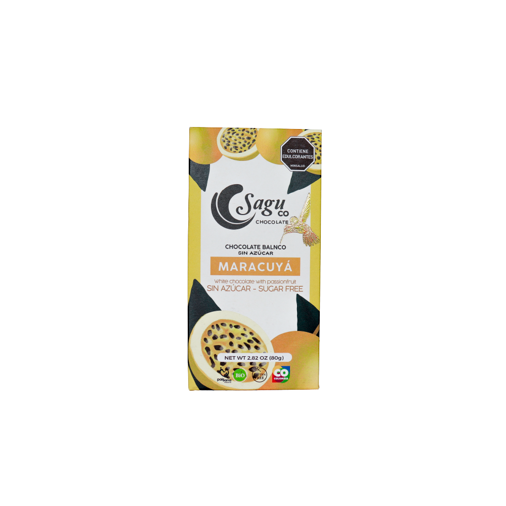 Chocolate blanco con maracuyá Sin azúcar Sugar free 80g