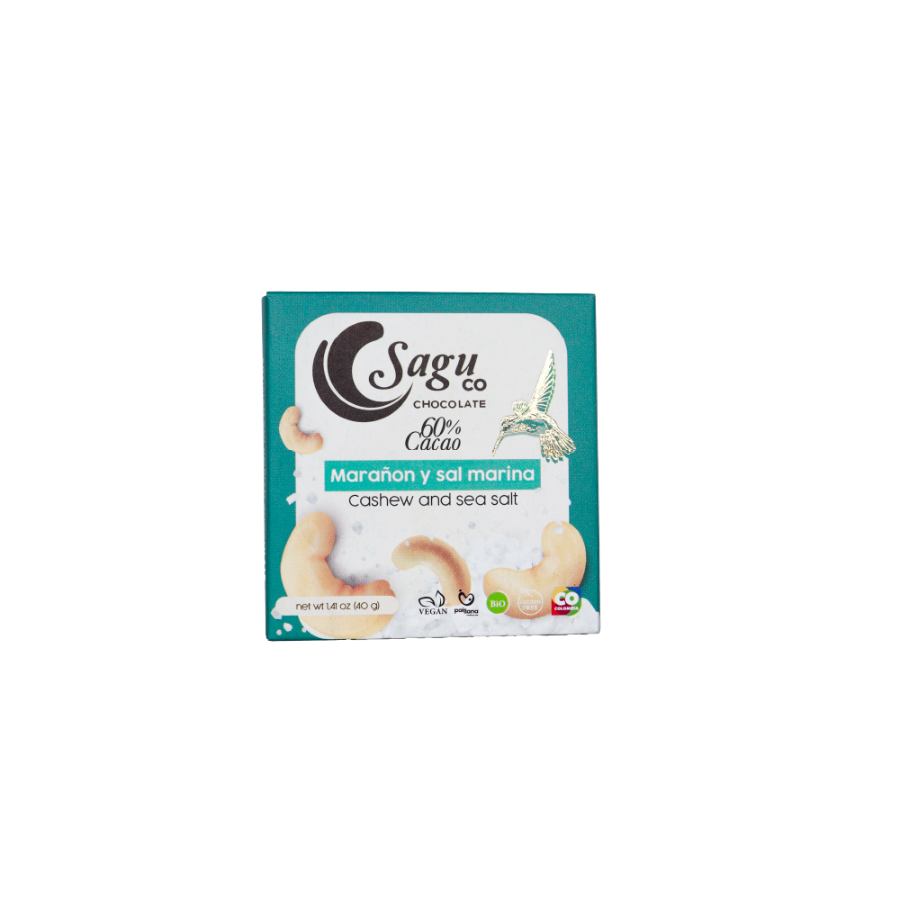 Chocolate Premium 60% de cacao con marañón y sal marina 40g