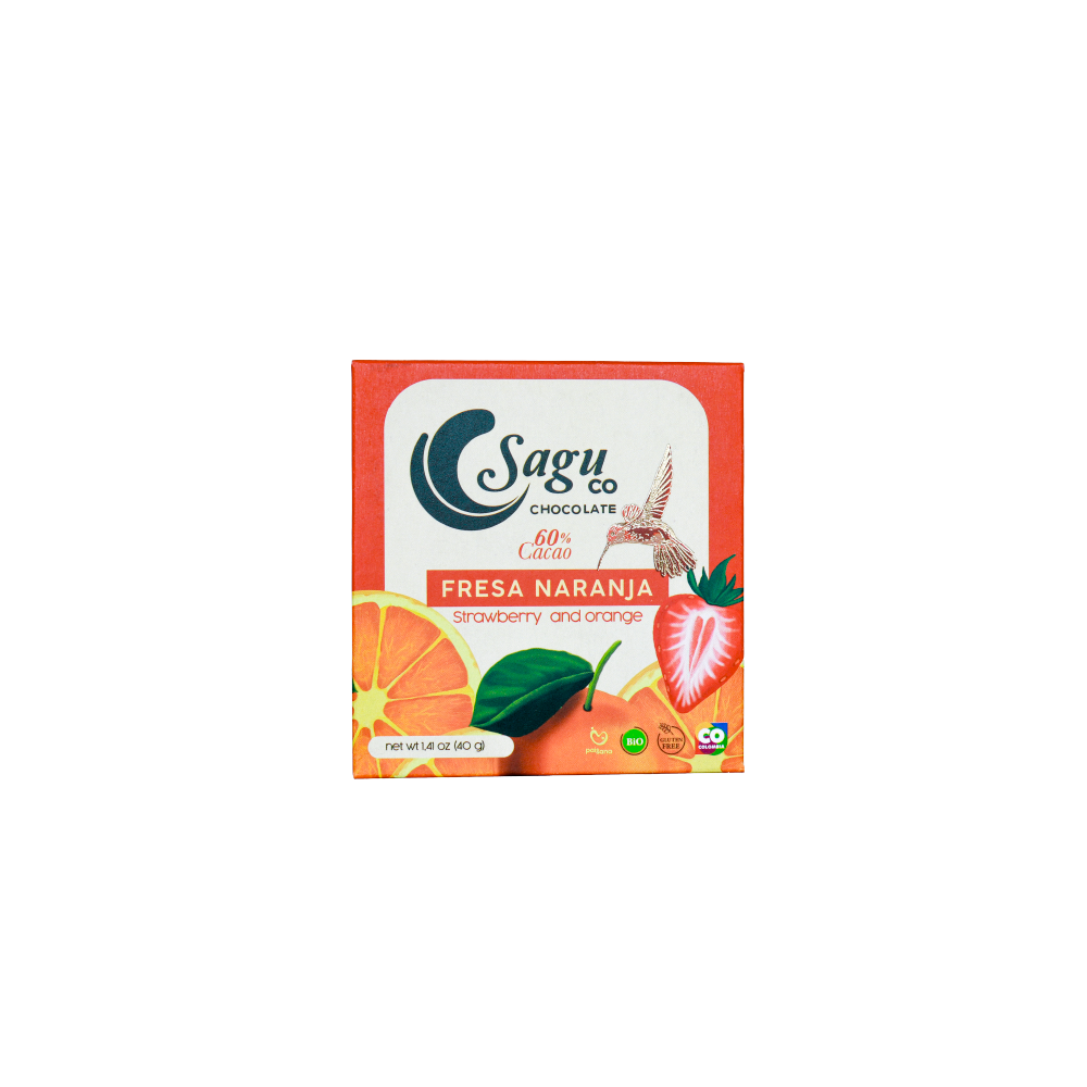 Chocolate Premium 60% de cacao con fresa y naranja 40g
