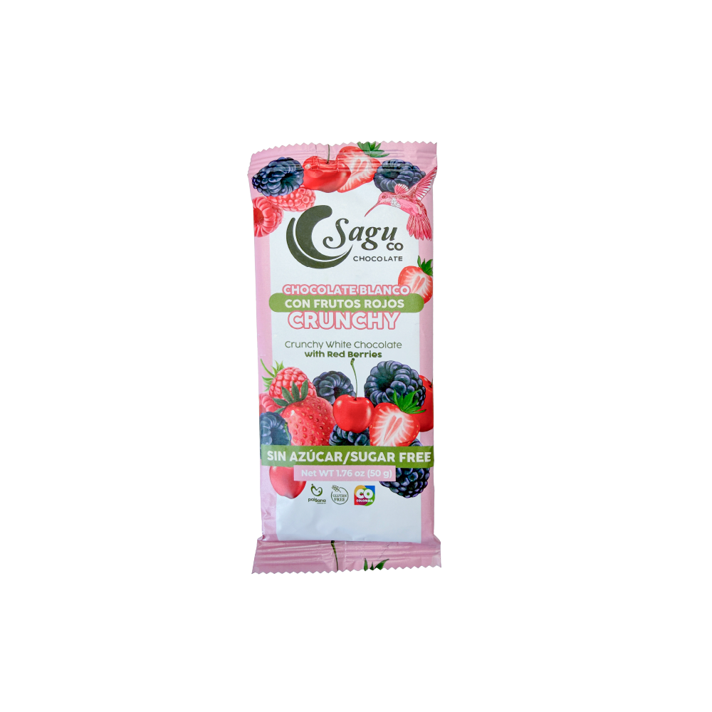Barra de chocolate blanco con frutos rojos 50g