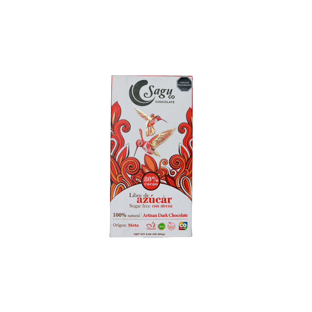 Chocolate Premium 80% de cacao Sin azúcar Sugar free 80g