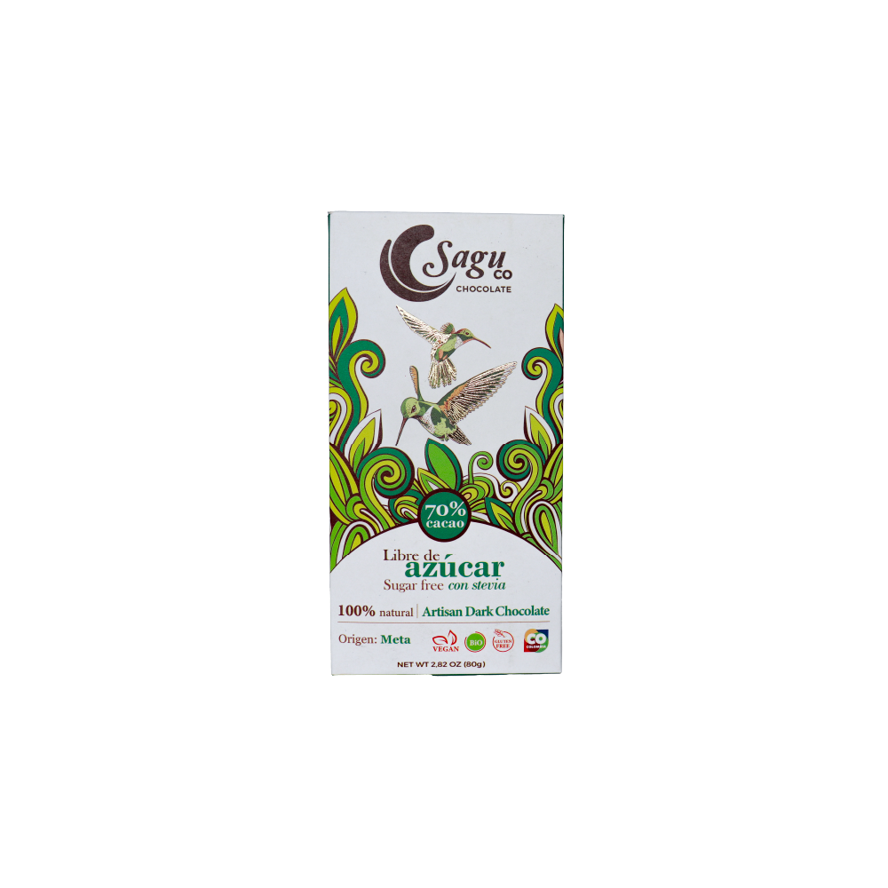 Chocolate Premium 70% de cacao Sin azúcar Sugar free 80g
