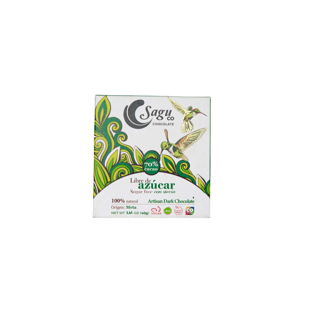Chocolate Premium 70% de cacao Sin azúcar Sugar free 40g