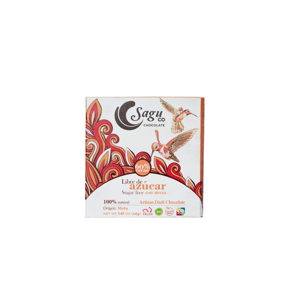 Chocolate Premium 60% de cacao Sin azúcar Sugar free 40g