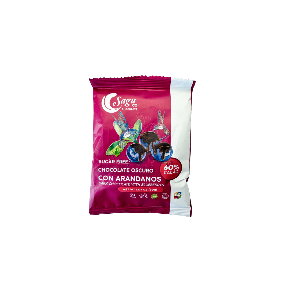 Chocolate oscuro 60% de cacao con arándanos Sin azúcar Sugar free 30g