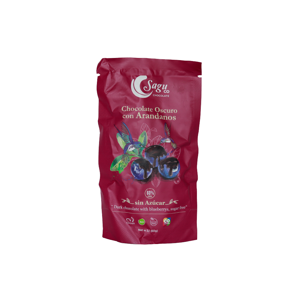 Chocolate oscuro 60% de cacao con arándanos 60g
