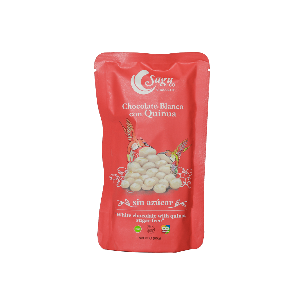 Chocolate blanco con quinua Sin azúcar Sugar free 60g