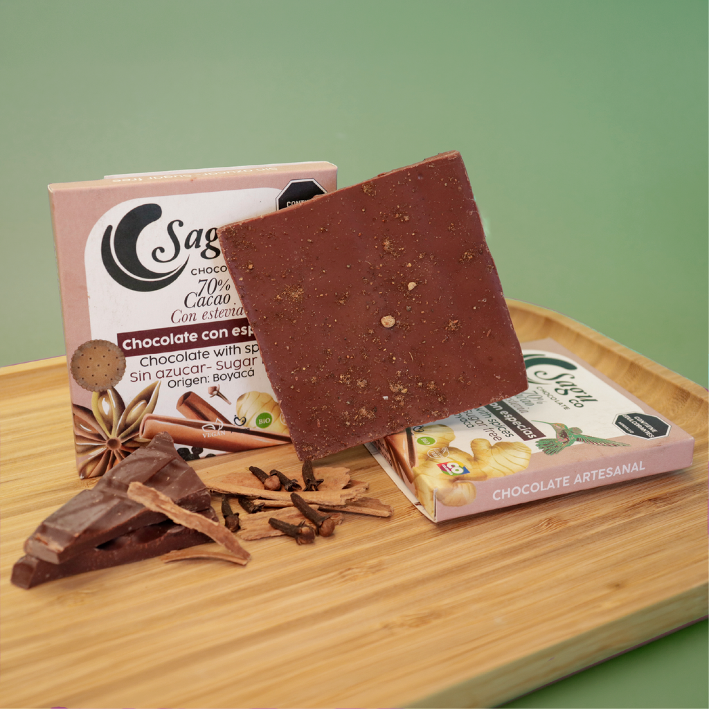 Chocolate con especias 70% cacao premium - sugar free - 40g