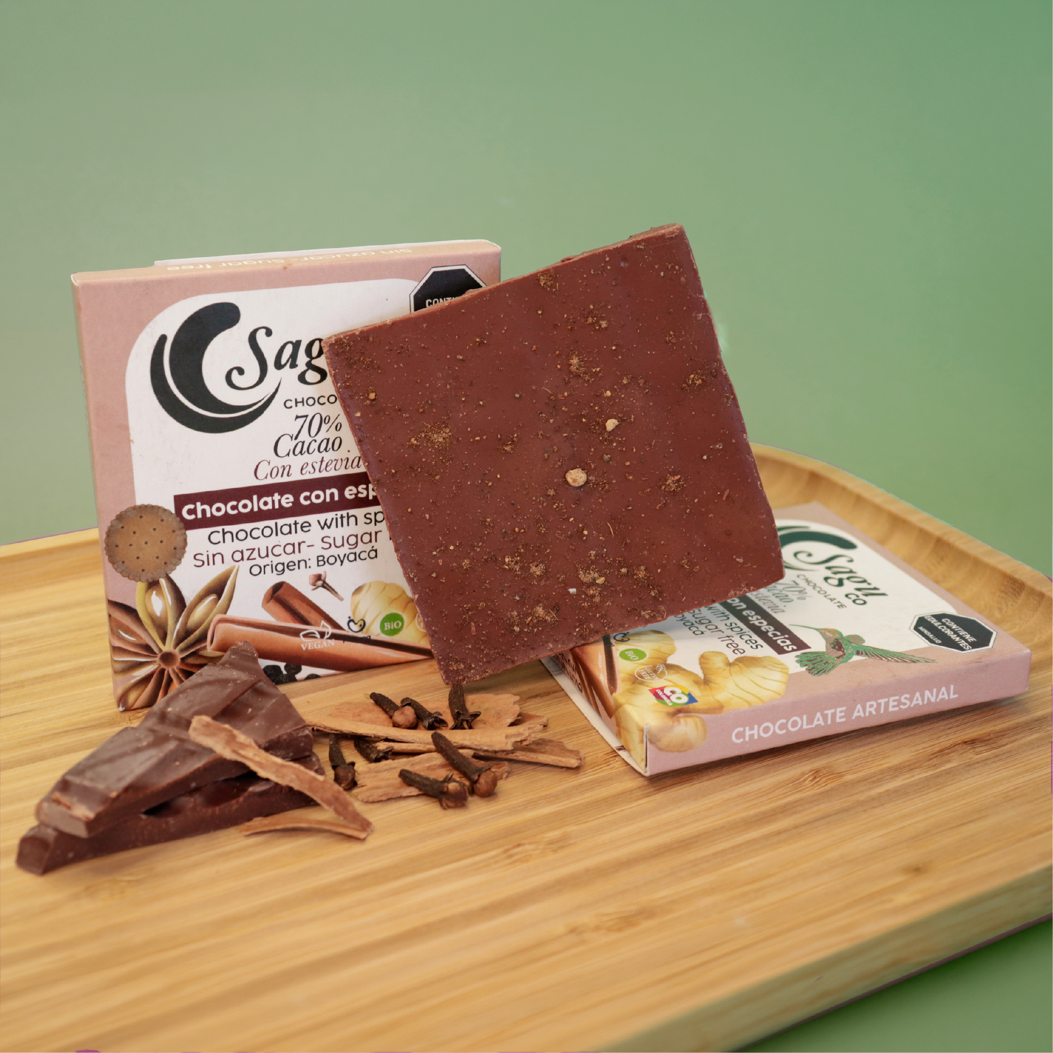 Chocolate con especias 70% cacao premium - sugar free - 40g