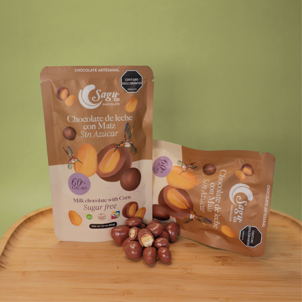 Chocolate de leche con Maíz Sin azúcar 60% cacao - 60g