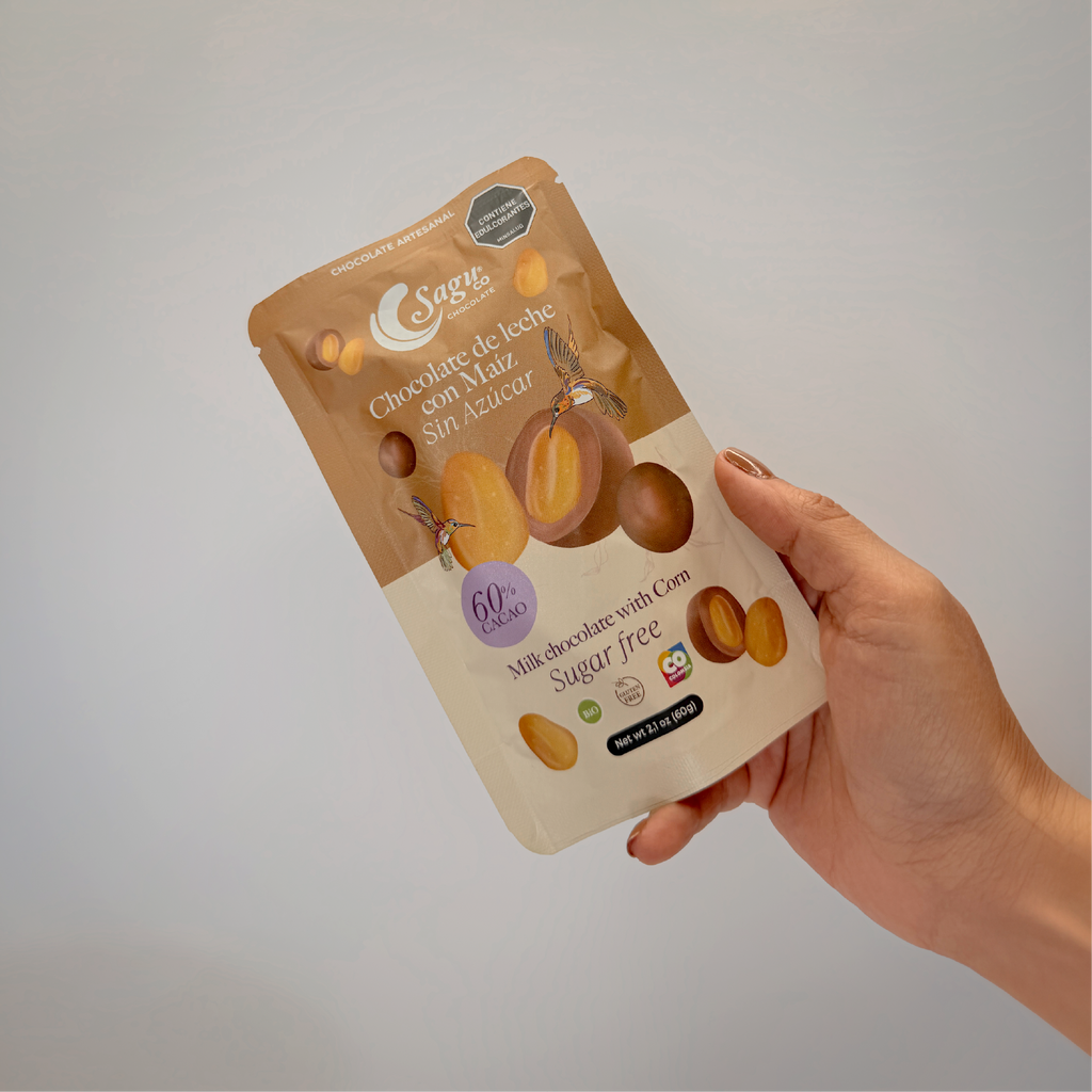 Chocolate de leche con Maíz Sin azúcar 60% cacao - 60g