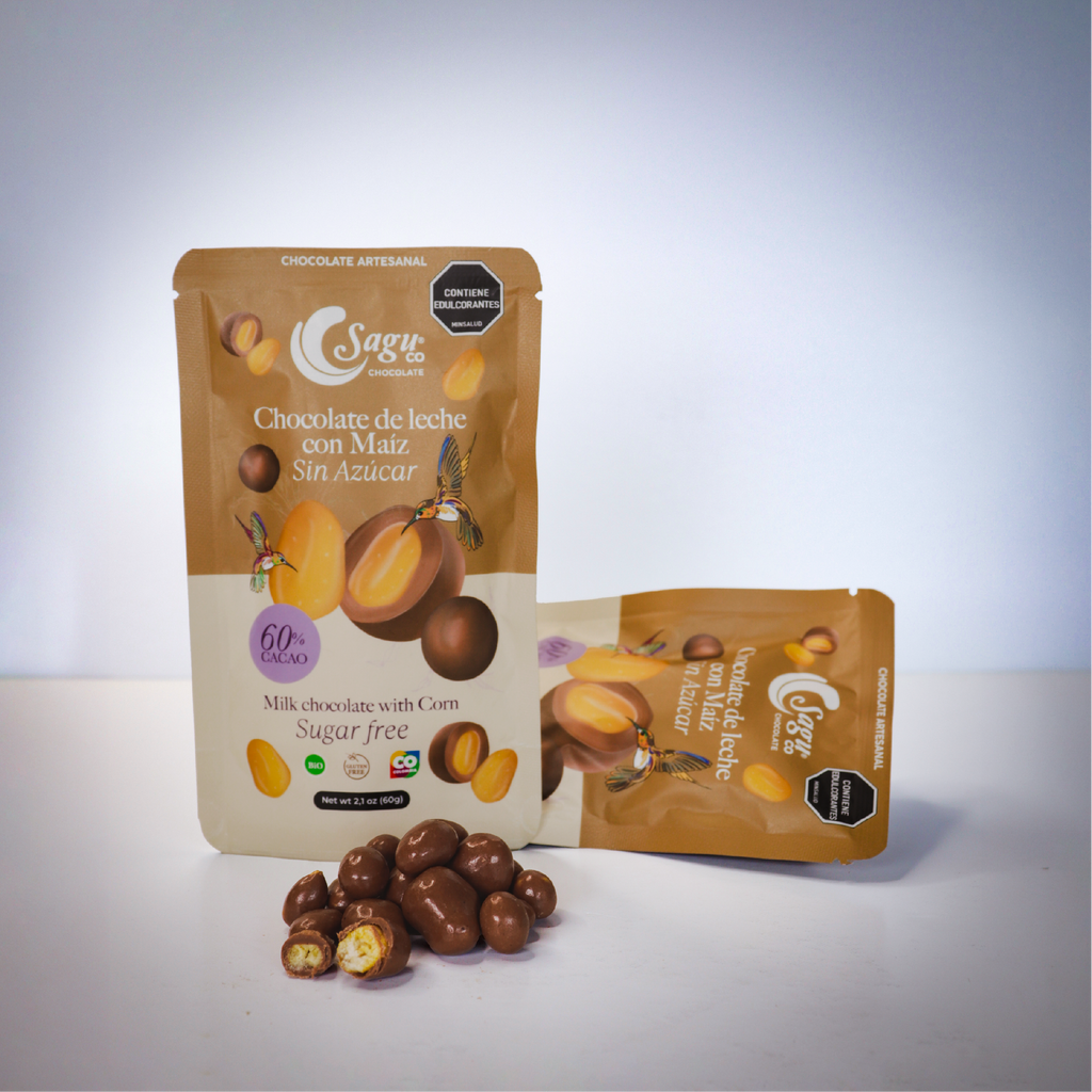 Chocolate de leche con Maíz Sin azúcar 60% cacao - 60g