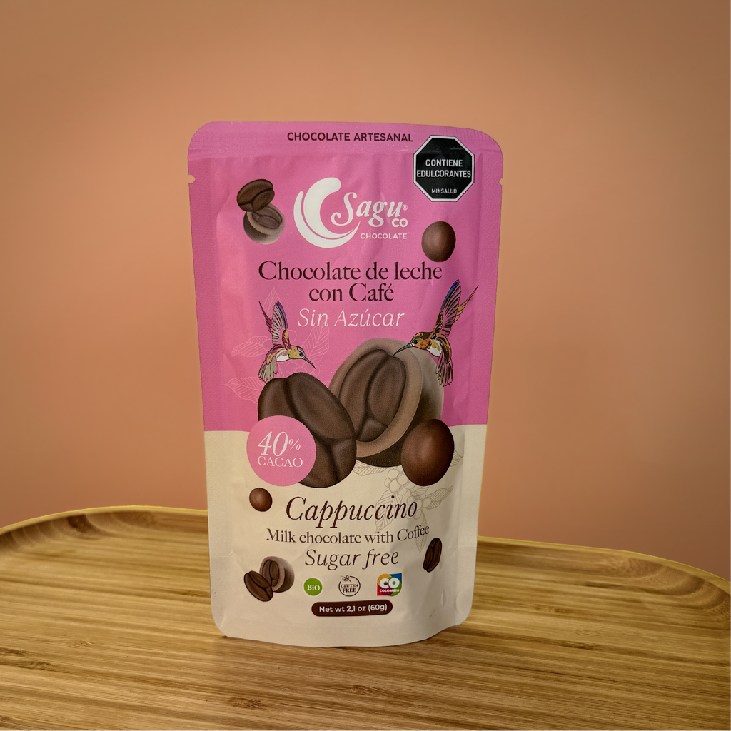 Chocolate de leche con Café - Cappuccino 40% cacao Sin azúcar - 60g